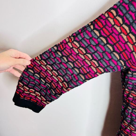 Lane Bryant Sweater Dress 18/20 Striped Square Neck Knit Knee Length Pink Black - Picture 5 of 8